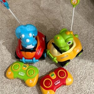Dinosaur Remote Control Cars - Blue and Yellow